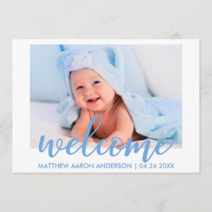 Faire-part Accueil moderne Nouvelle Baby Boy Blue Card