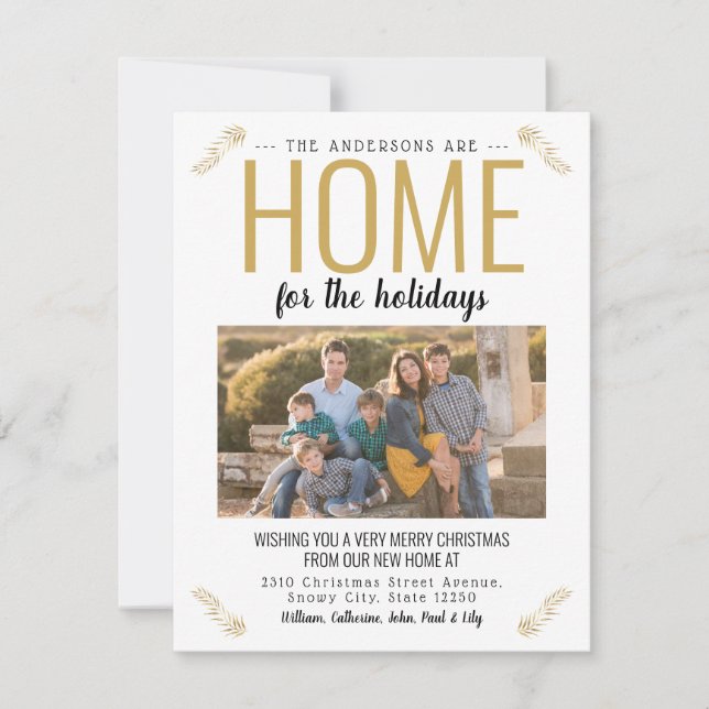 Faire-part Accueil Pour les vacances Gold Christmas Photo Mov (Devant)