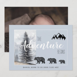 Faire-part Adventure Await Rustic Woodland Bears Birth