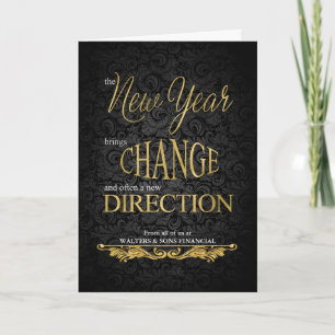 Faire-part Affaires Noir et or Nouvel An Nouvelle direction