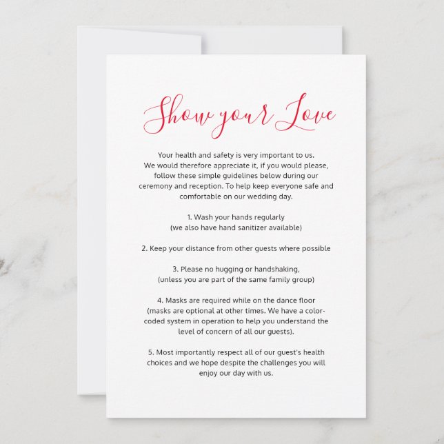Faire-part Afficher votre amour social distance directives ma (Dos)