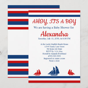 Faire-part Ahoy nautique C'est un garçon Baby shower de la Ma