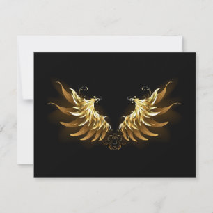 Faire-part Ailes d'Ange d'or sur arrière - plan noir