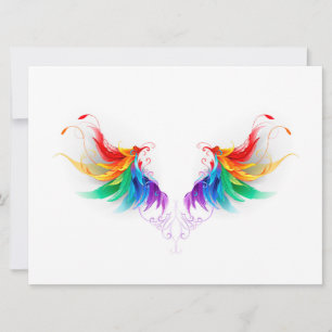 Faire-part Ailes fluffy arc-en-ciel