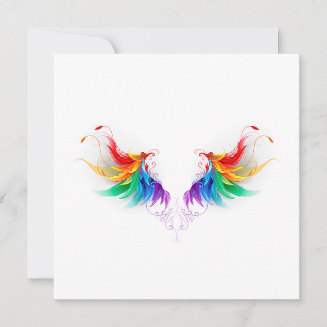 Faire-part Ailes fluffy arc-en-ciel (Devant)