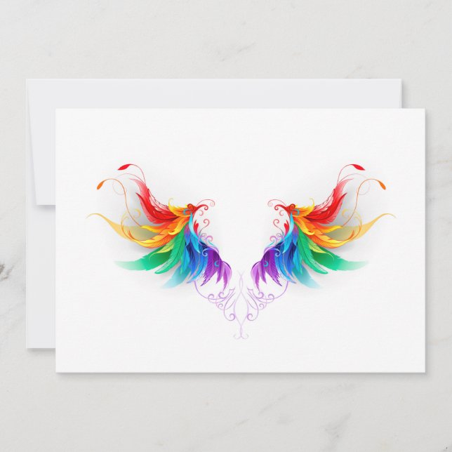 Faire-part Ailes fluffy arc-en-ciel (Devant)