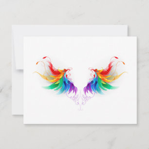 Faire-part Ailes fluffy arc-en-ciel