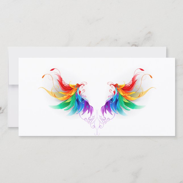 Faire-part Ailes fluffy arc-en-ciel (Devant)