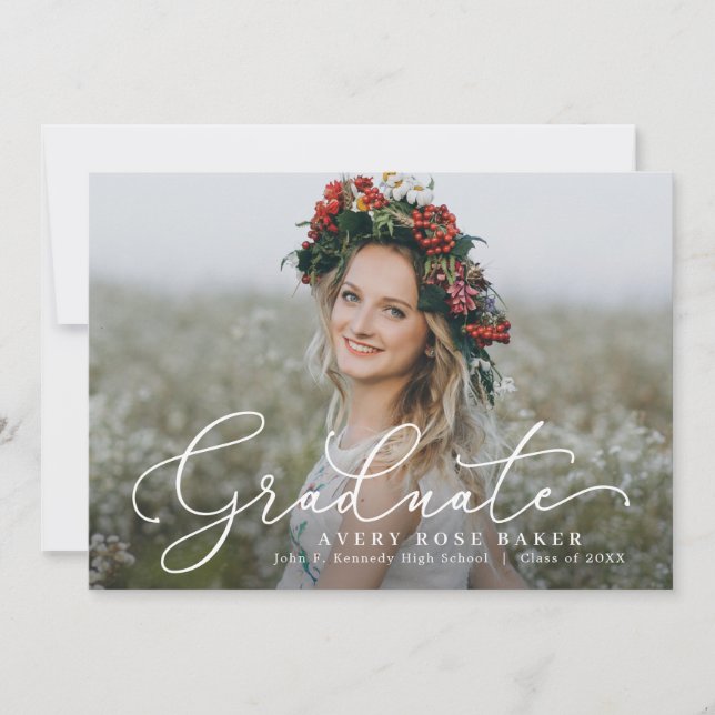 Faire-part Airy Elegance EDITABLE COULEUR Graduation Invitati (Devant)