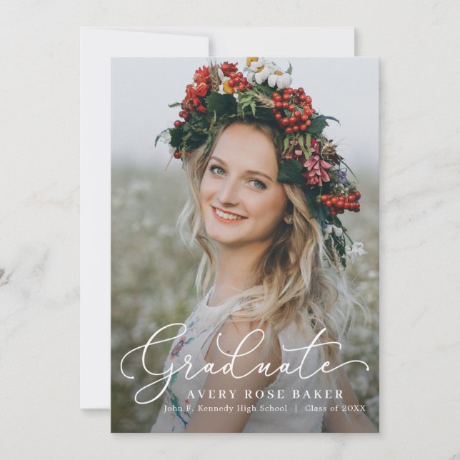 Faire-part Airy Elegance EDITABLE COULEUR Graduation Invitati (Devant)