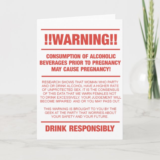 Faire-part Alcool amusant et avertissement de grossesse (Devant)