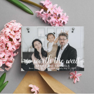 Faire-part Alors vaut la peine d'attendre photo adoption Fair