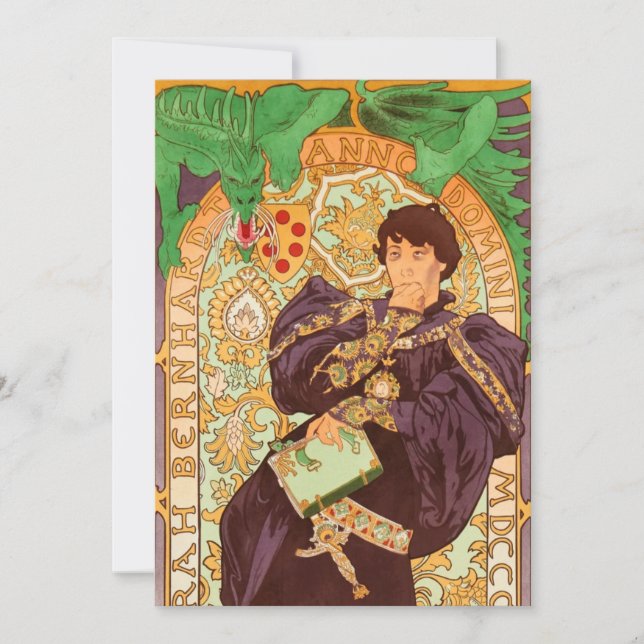 Faire-part Alphonse Mucha Prince et Dragon (Devant)