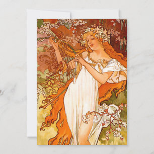 Faire-part Alphonse Mucha Printemps Art Nouveau