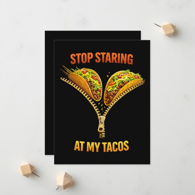 Faire-part Amateur de tacos drôle arrêtez de regarder (Devant/Arrière en situation)