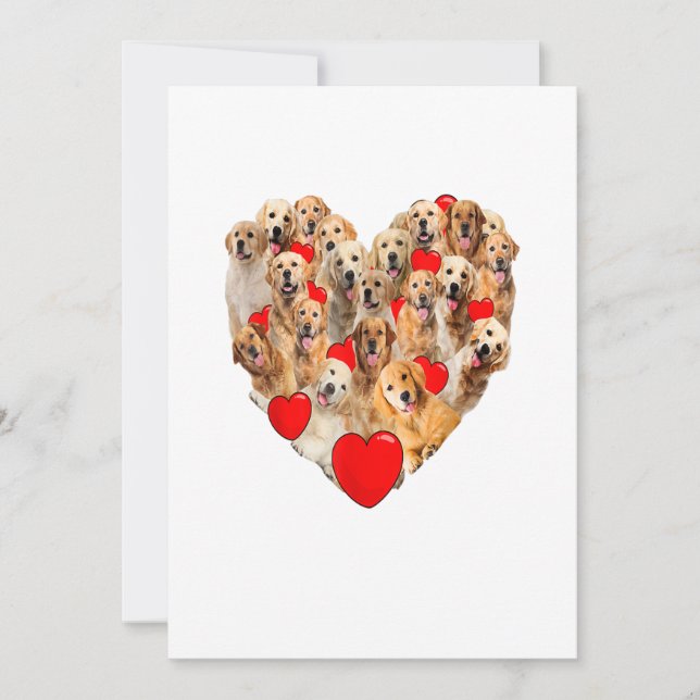 Faire-part Amour de Coeur drôle Golden Retriever Valentines D (Devant)