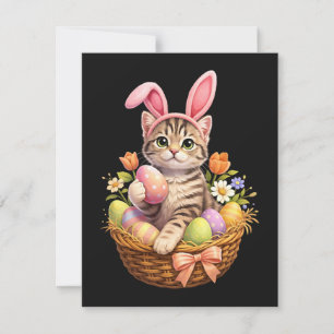 Faire-part Amoureux de chatons mignons Joyeuses Pâques Chat
