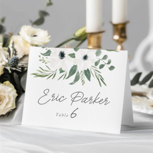 Faire-part Anemones Sage Eucalyptus Mariage Table Place Card