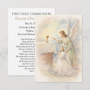Faire-part Ange de première communion Prière eucharistique Ca
