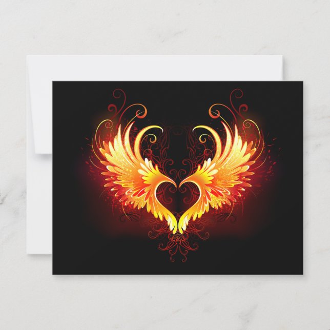 Faire-part Angel Fire Heart with Wings (Devant)
