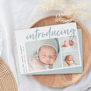Faire-part Angle moderne   Trois photos Collage de naissance
