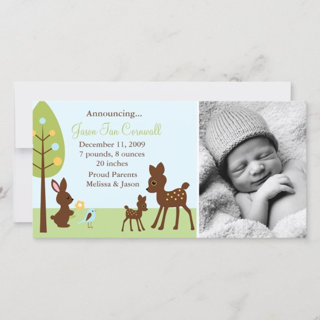 Faire-part Animaux de forêt Annonces de naissance de bébé (Devant)