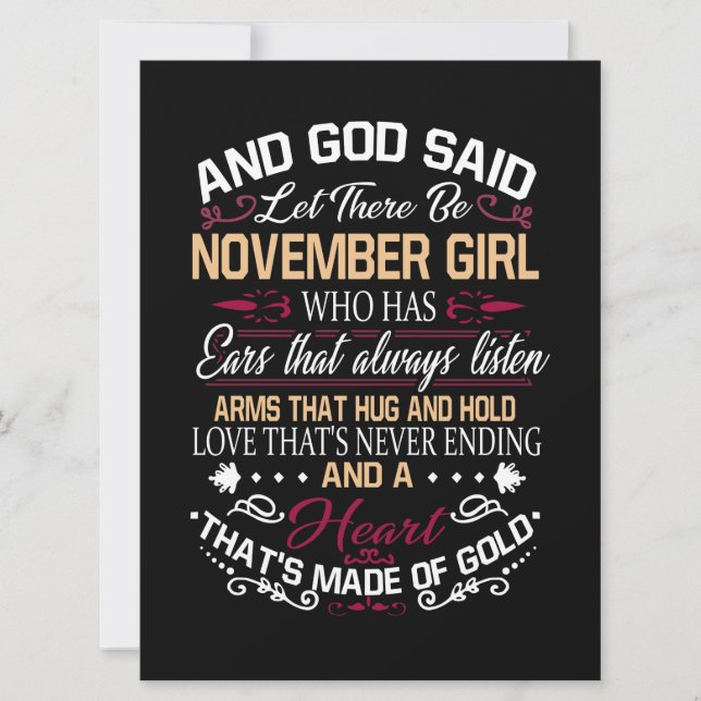 Faire-part Anniversaire | Et Dieu A Dit Qu'Il Y Ait Novembre  (Devant)