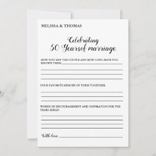 Faire-part Anniversaire moderne 50e mariage jeu de mariage Ca