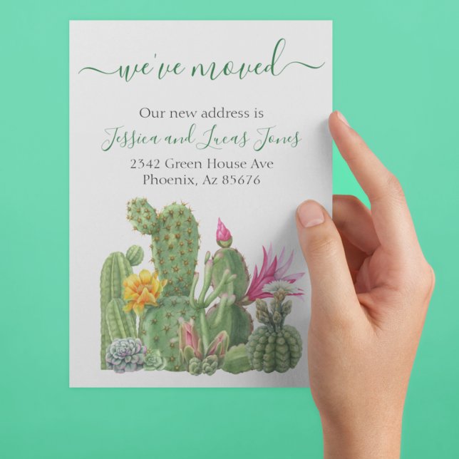 Faire-part Annonce de déménagement Cactus Succulente Floraiso (Créateur téléchargé)