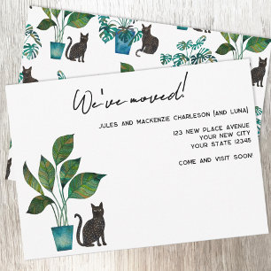 Faire-part Annonce de déménagement de maison avec chat noir