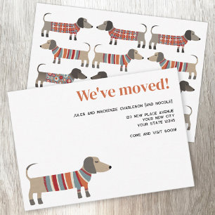 Faire-part Annonce de déménagement Fun Dachsund Dog