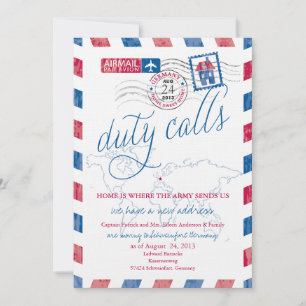 Faire-part Annonce de déménagement militaire par avion antiqu