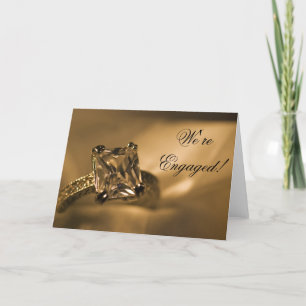 Faire-part Annonce de fiançailles avec bague de diamant à déc