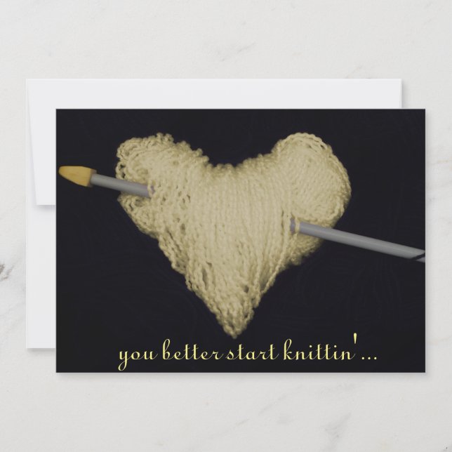 Faire-part Annonce de grossesse bébé coeur en laine jaune (Devant)