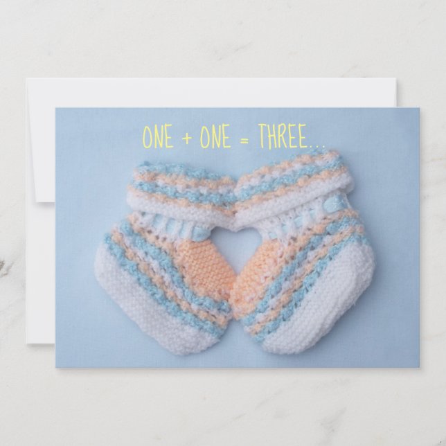 Faire-part annonce de grossesse chaussons de bébé en forme de (Devant)