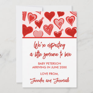 Faire-part Annonce de grossesse pour la Saint-Valentin rouge 