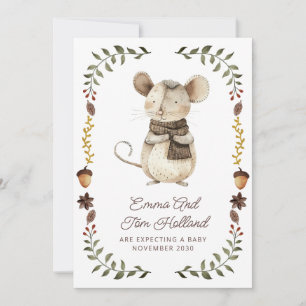 Faire-part Annonce de grossesse Souris aquarelle Adorable