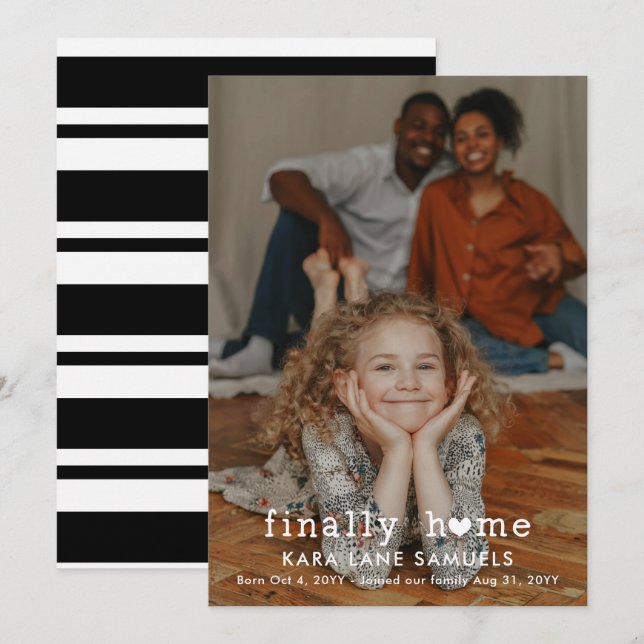 Faire-part Annonce de l'adoption de photo de cœur enfin à la  (Devant / Derrière)