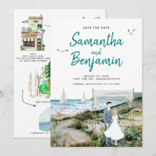 Faire-part Annonce de mariage avec calendrier à l'aquarelle p