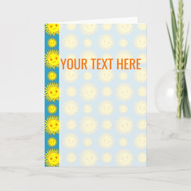 Faire-part Annonce de motif de visage de soleil jaune (Devant)