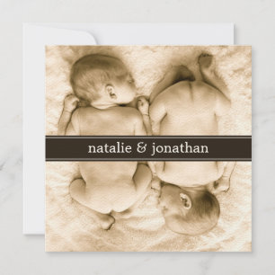 Faire-part Annonce de naissance avec photo de bébés jumeaux