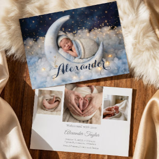 Faire-part Annonce de naissance Bébé Lune & Étoiles de Rêve
