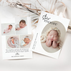 Faire-part Annonce de naissance bébé photo ovale simple minim