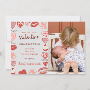 Faire-part Annonce de naissance bébé Saint-Valentin coupelles