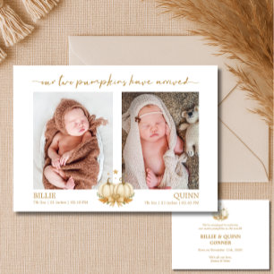 Faire-part Annonce de naissance de jumeaux Boho Pumpkins Baby