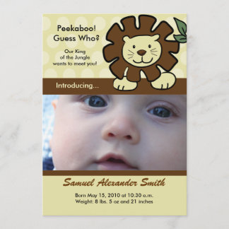 Faire-part Annonce de naissance du ROI LION BÉBÉ de la Jungle