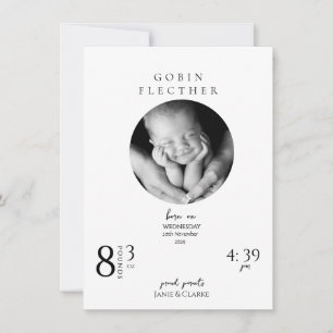 Faire-part Annonce de naissance élégante avec détails et phot