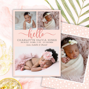 Faire-part Annonce de naissance fille avec collage de photos