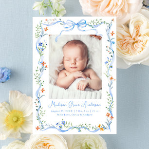 Faire-part Annonce de naissance Fleurs de Prairie Élégante Ru
