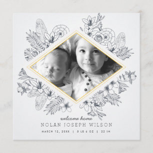Faire-part Annonce de naissance florale mod